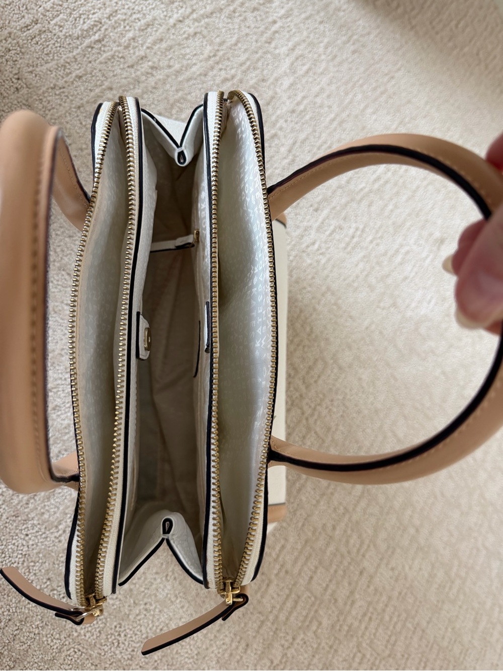 kate spade White and Tan Pebbled Leather Satchel - Picture 8 of 8